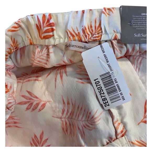Soft Surroundings Medium Linen Blend Shorts Oversized Summer Breeze Coral Orange - Picture 9 of 12